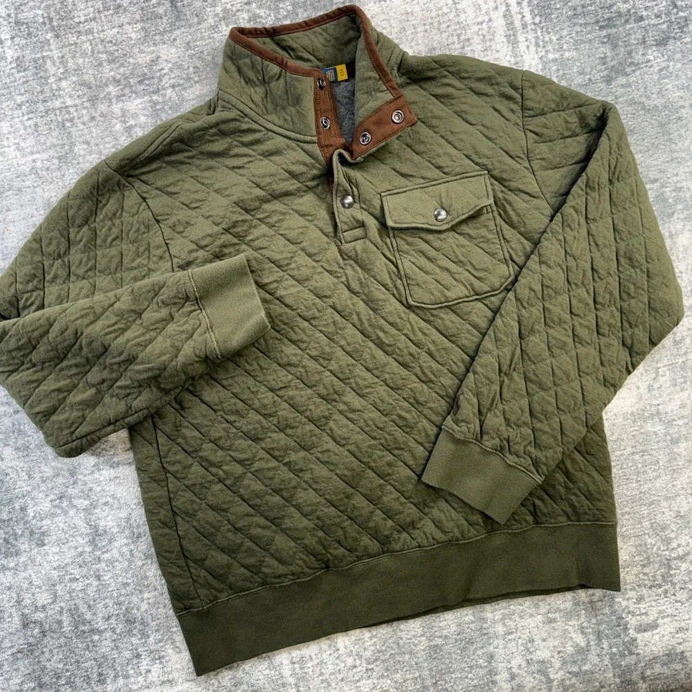 Polo Ralph Lauren Sweater Men Large Quilted Luxury Jersey Pullover 1/4 Snap Pony